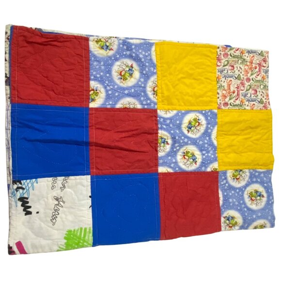 Handmade Kids Patchwork Quilt 57" x 43" Christmas Animals Seasons Whimsy Novelty - Picture 6 of 10